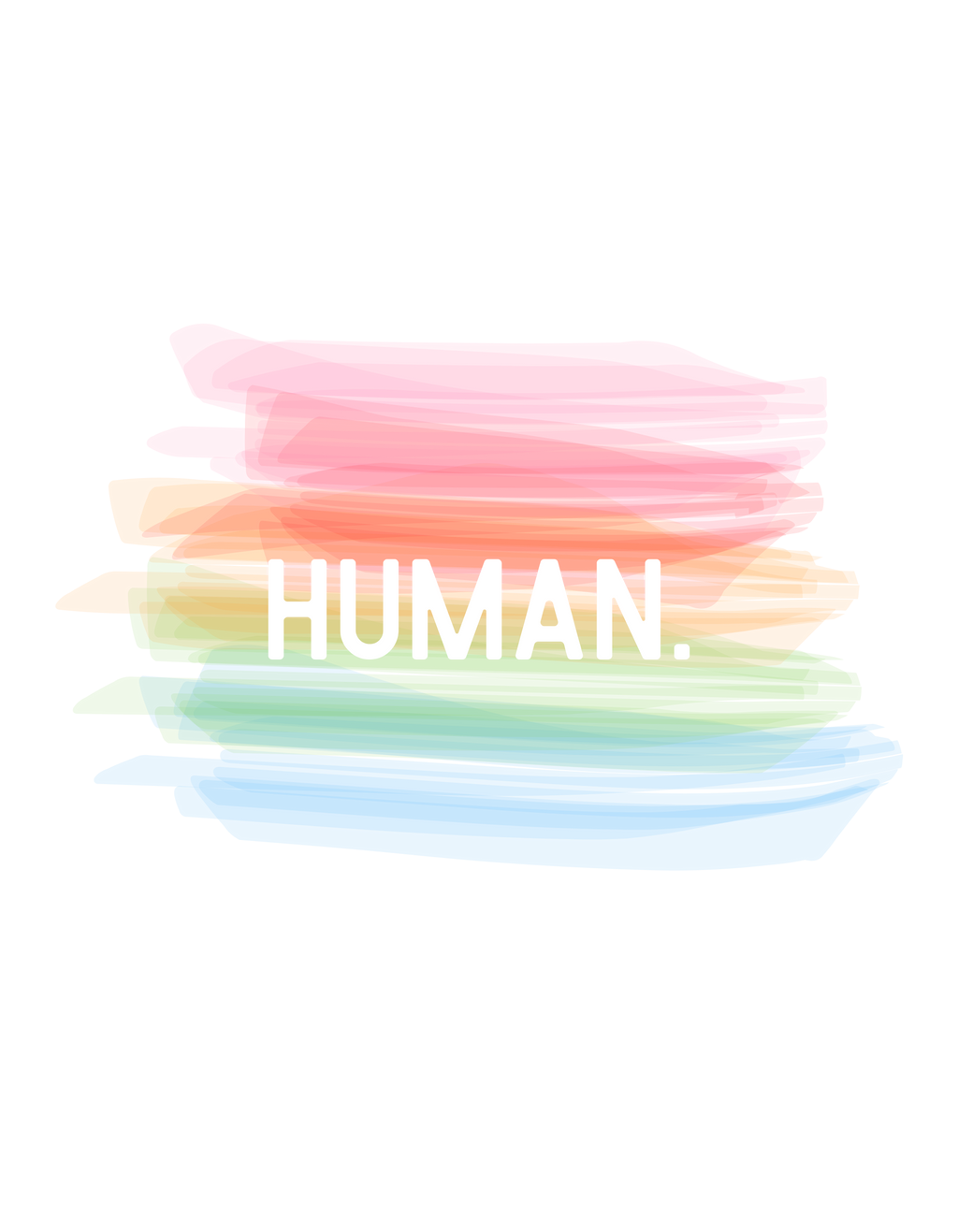 Colorful abstract design with the word 'HUMAN.' on a white background