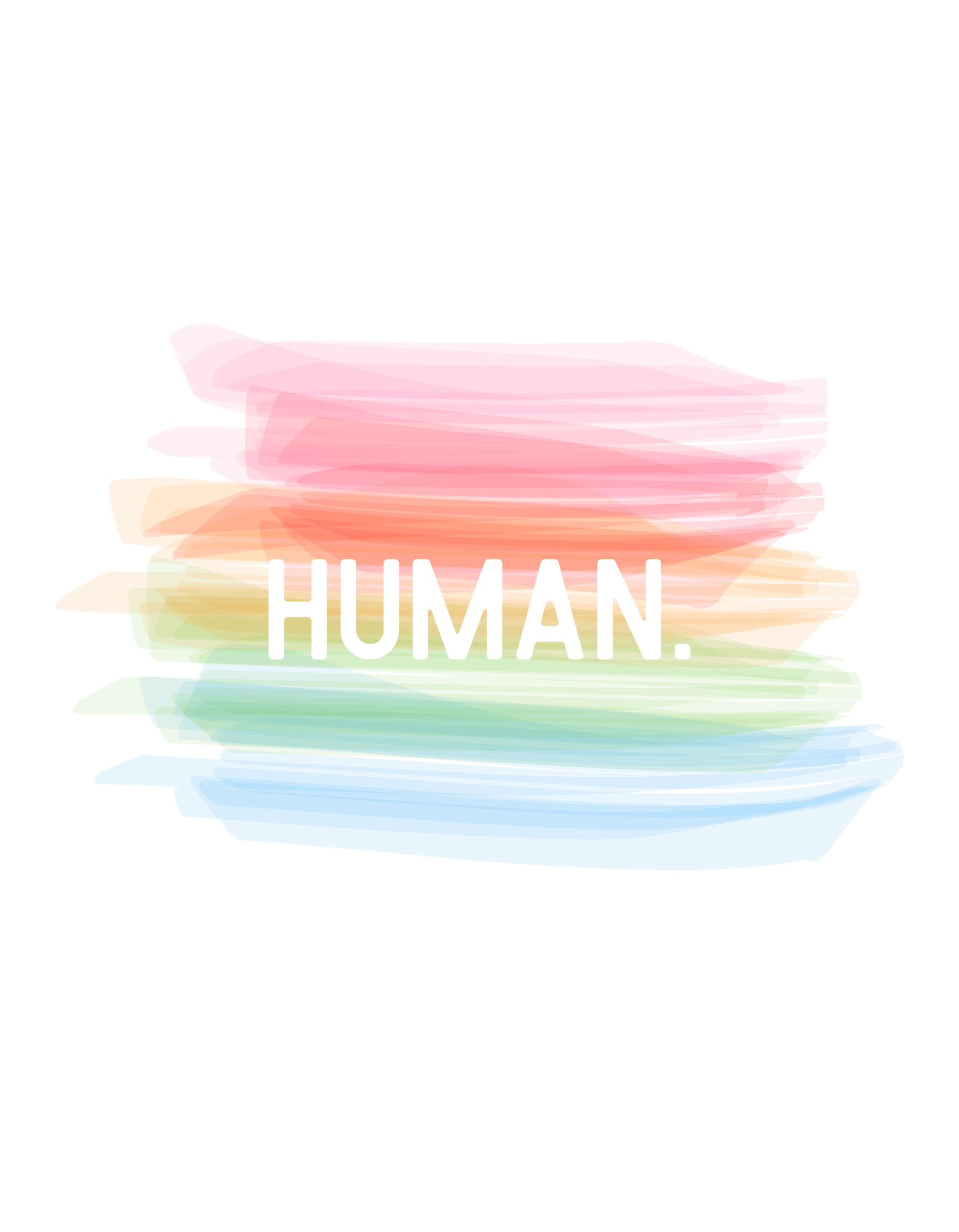 Colorful abstract design with the word 'HUMAN.' on a white background