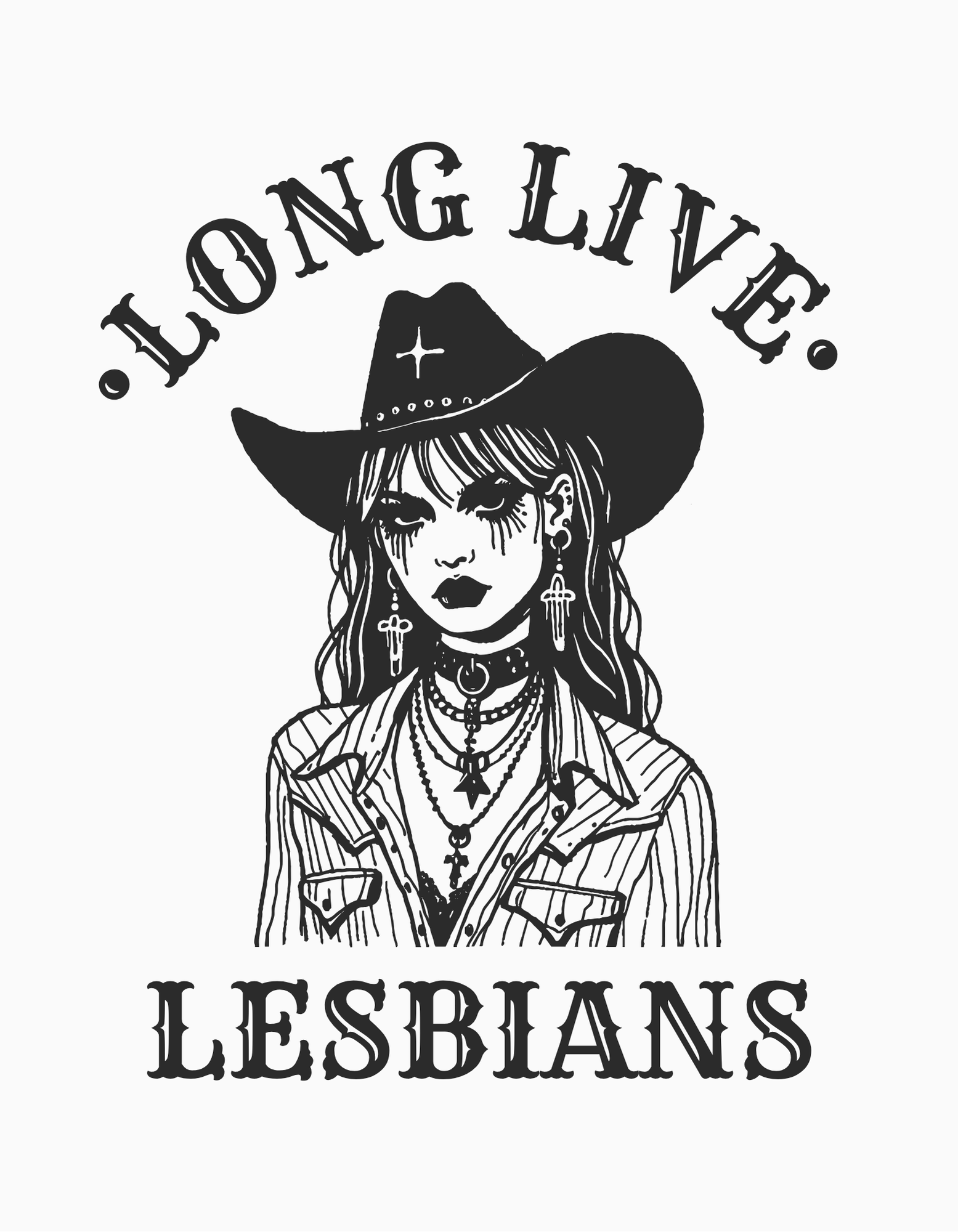 Tank top with ‘Long Live Lesbians’ text and cowgirl illustration on the front