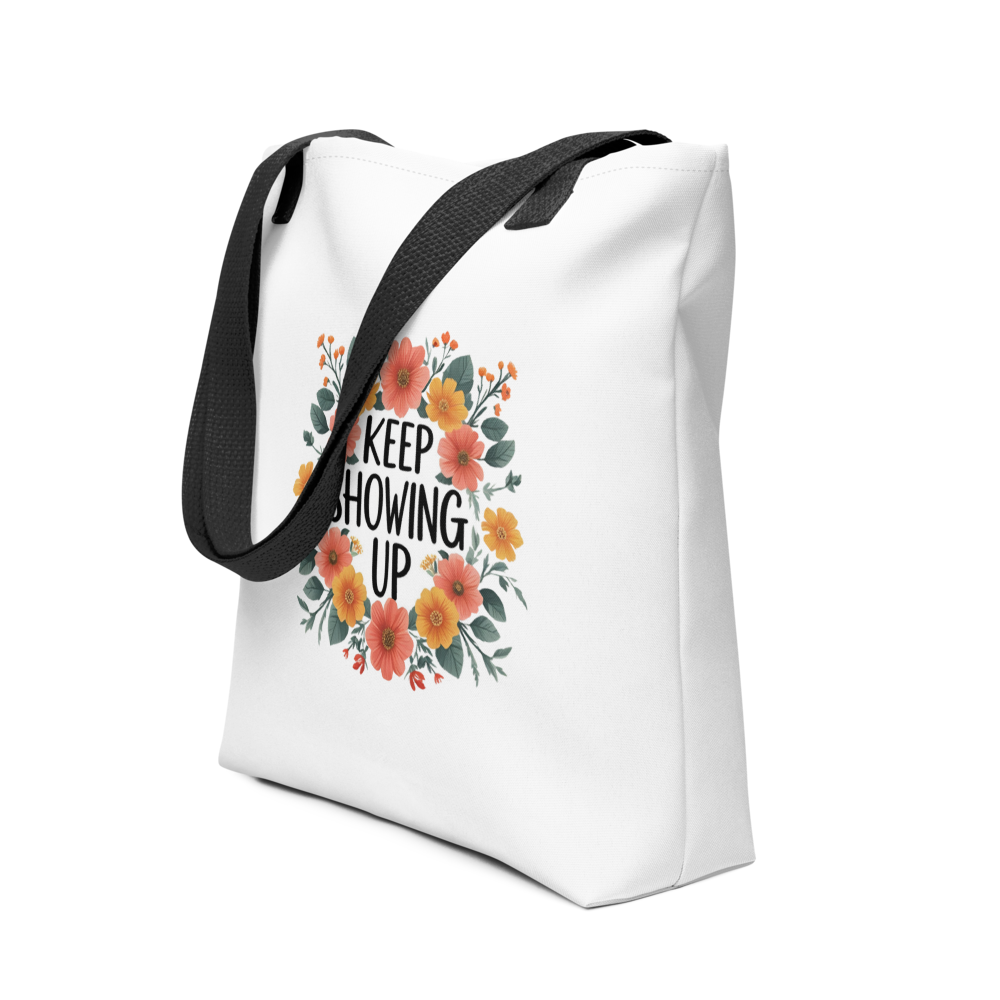 Keep Showing Up mental health tote bag for LGBTQ+ community