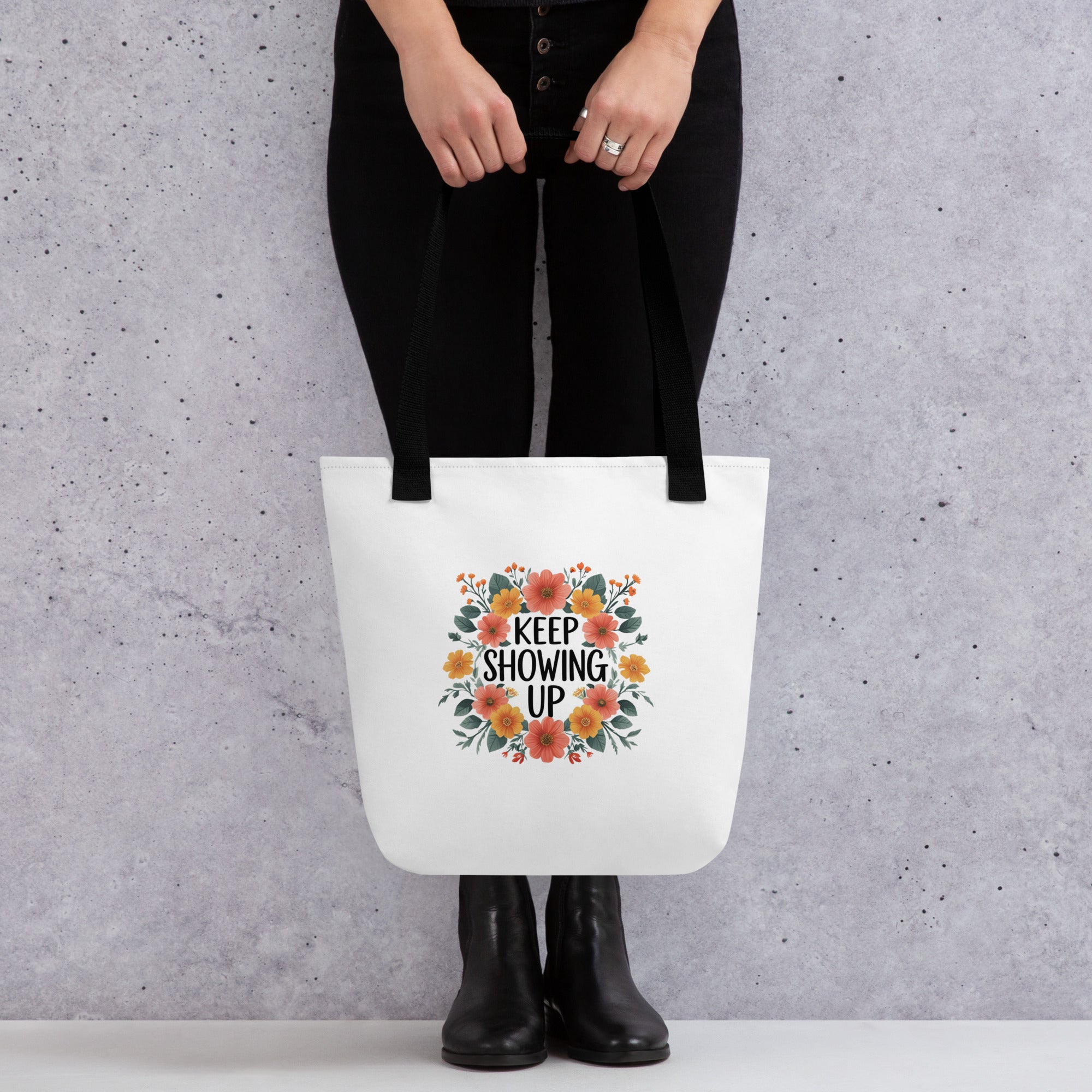 Keep Showing Up mental health tote bag for LGBTQ+ community
