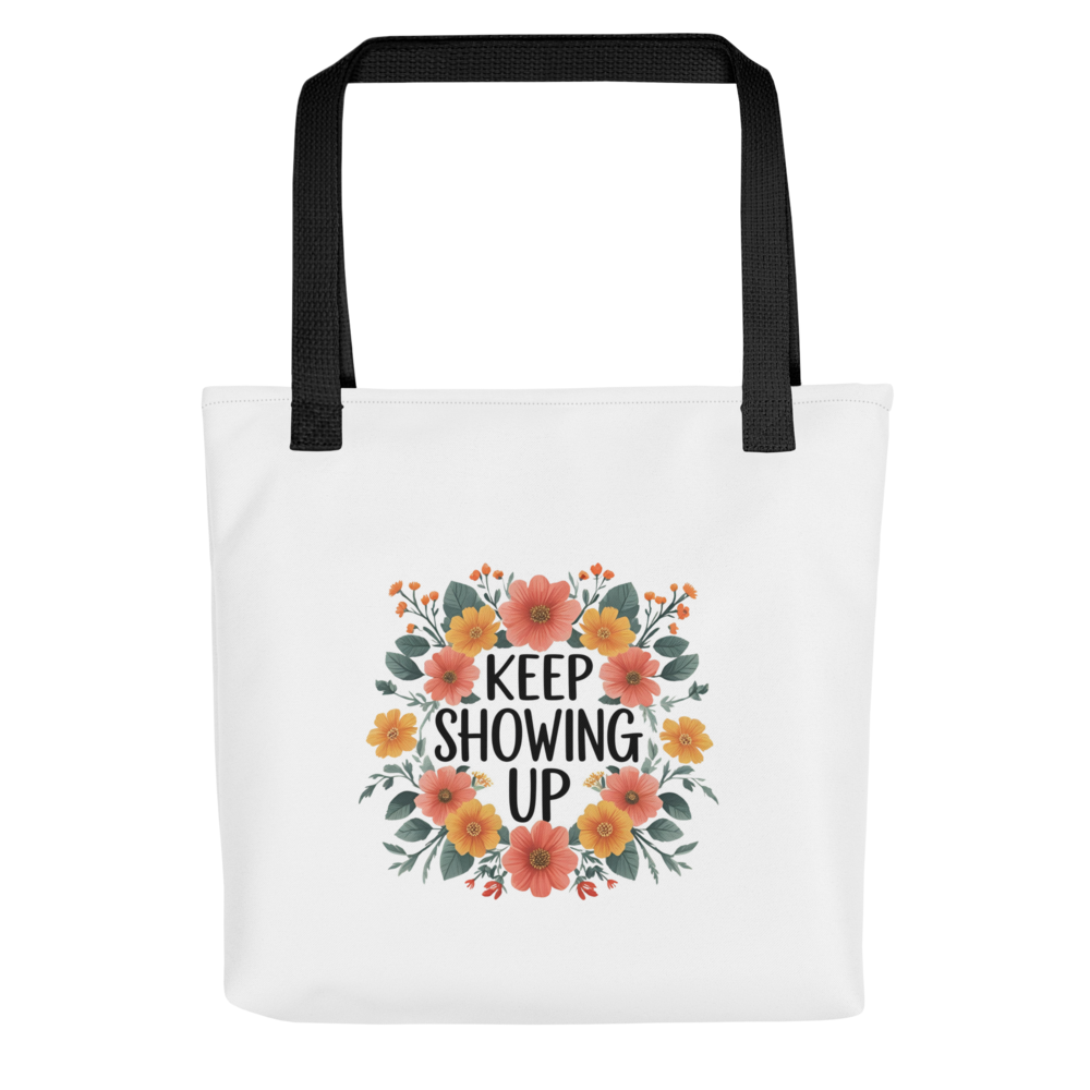 Keep Showing Up mental health tote bag for LGBTQ+ community