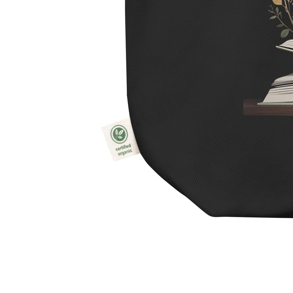 Black product with a certification label on a white background