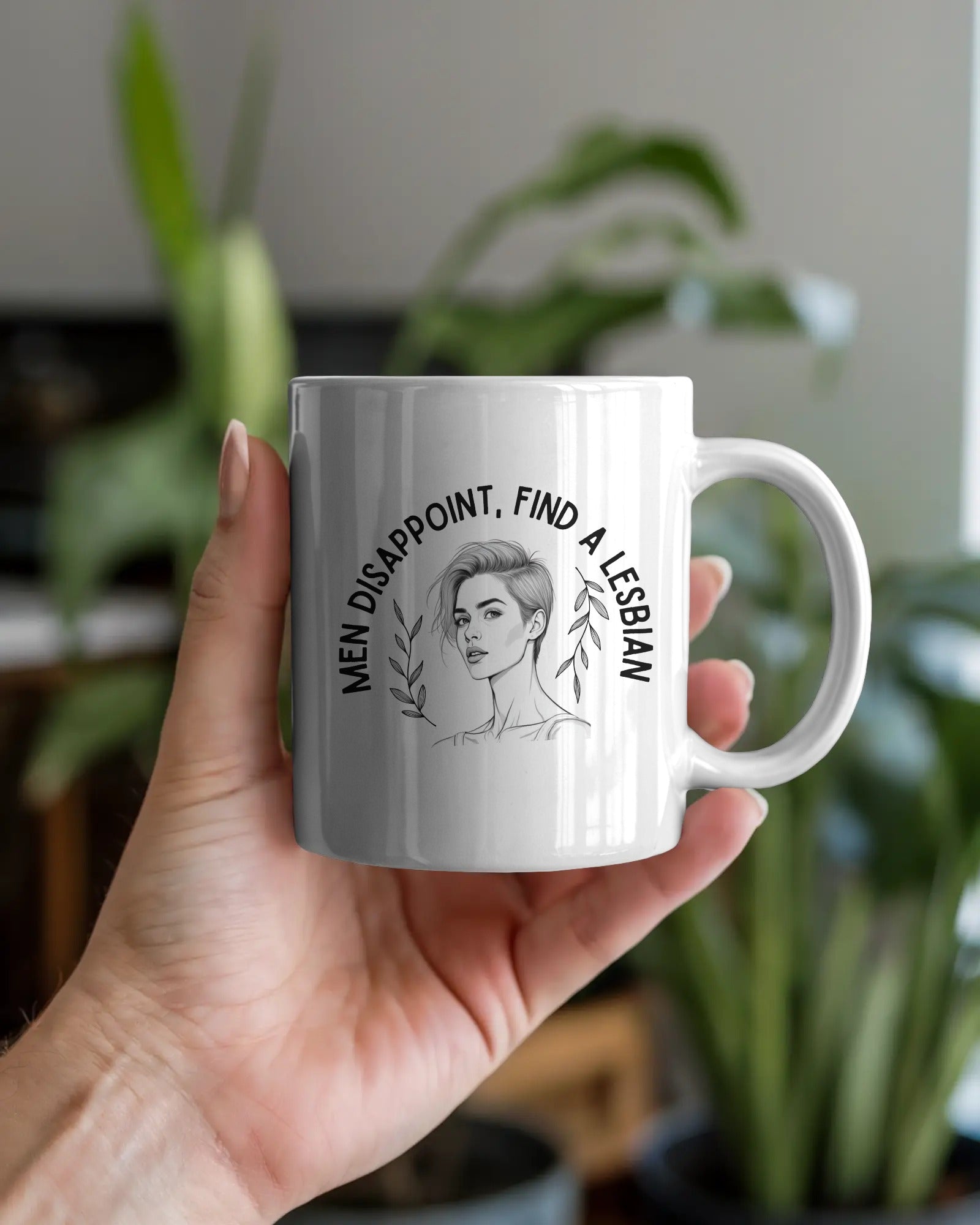 Men disappoint find a lesbian ceramic coffee mug with bold text design