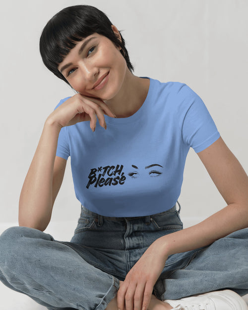Close-up of B*tch, Please graphic t-shirt styled casually, expressive slogan fashion