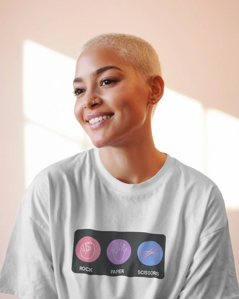 Rock Paper Tee unisex WLW lesbian slogan shirt with queer humor