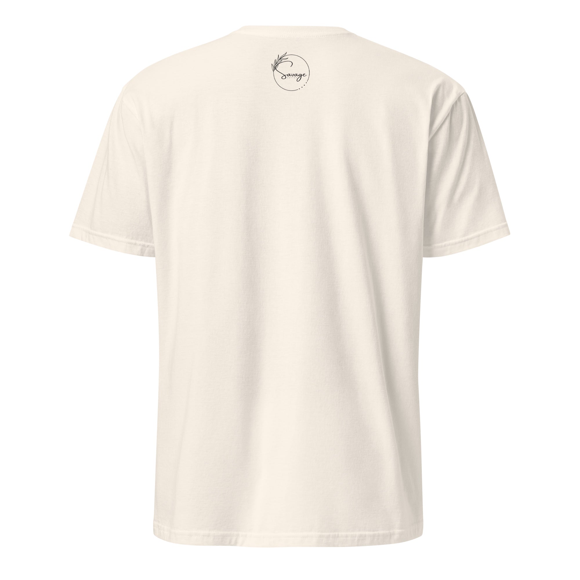 Front view of a "Love Loud, Live Proud" T-shirt with vibrant lesbian pride colors, featuring a bold and empowering design celebrating lesbian identity.