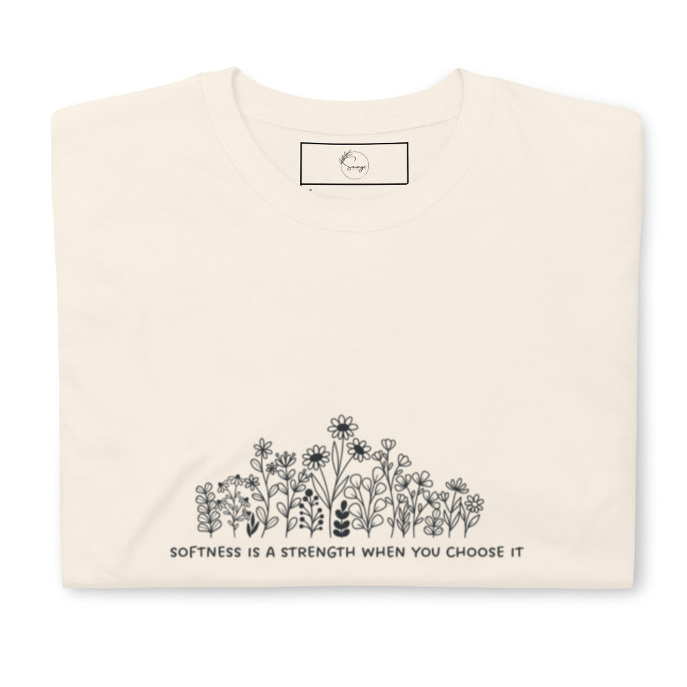 Softness is Strength Tee unisex WLW pride shirt with empowering slogan