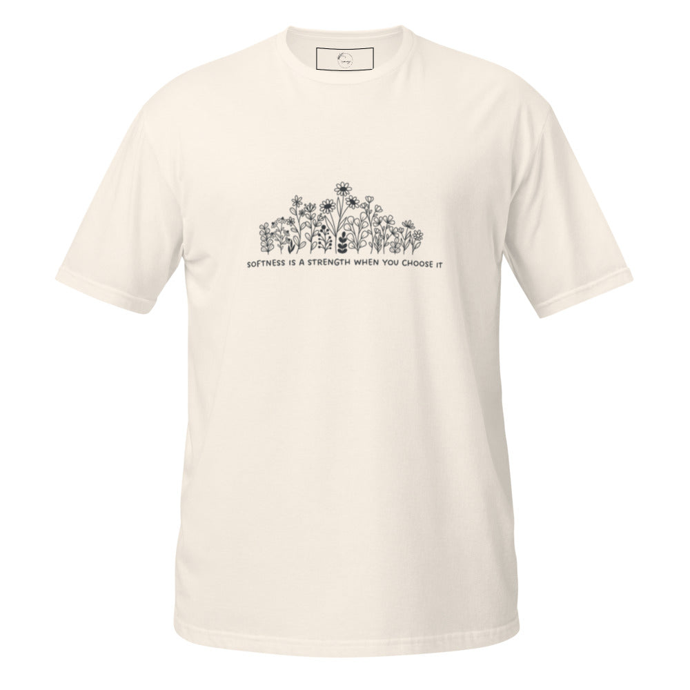 Softness is Strength Tee unisex WLW pride shirt with empowering slogan