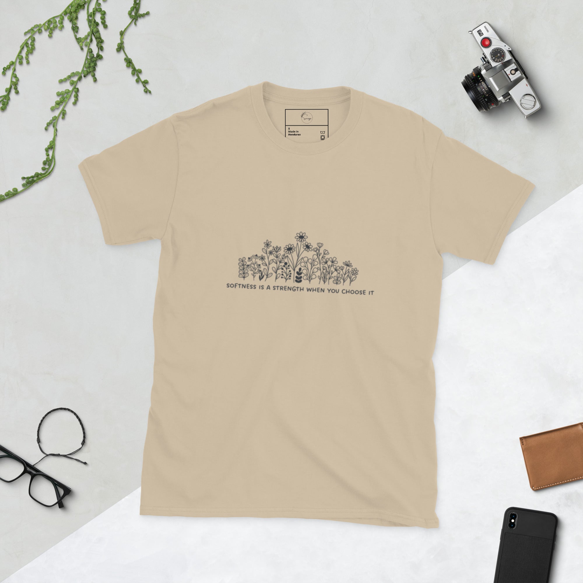 Softness is Strength Tee unisex WLW pride shirt with empowering slogan