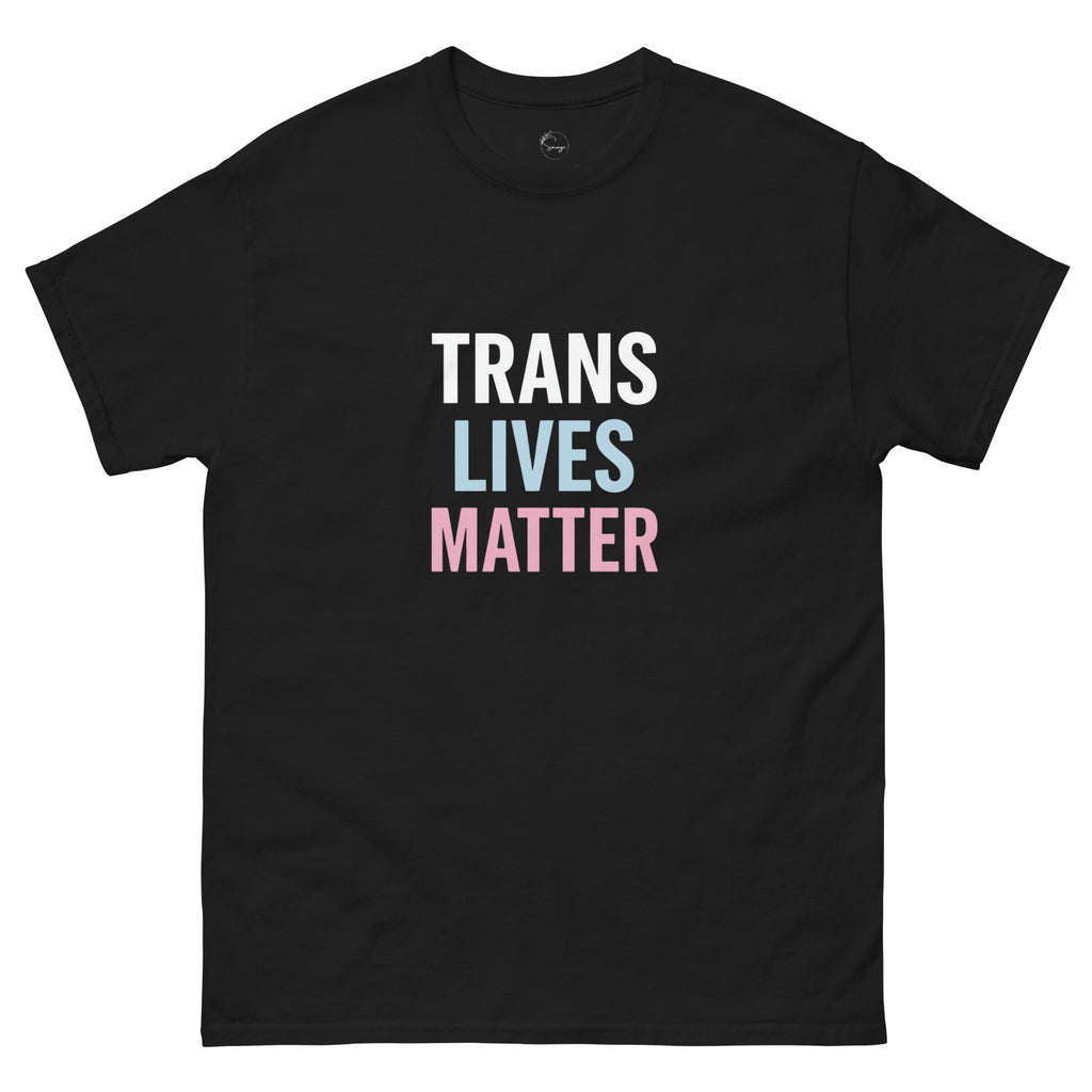 Inclusive pride t-shirt featuring Trans Lives Matter slogan