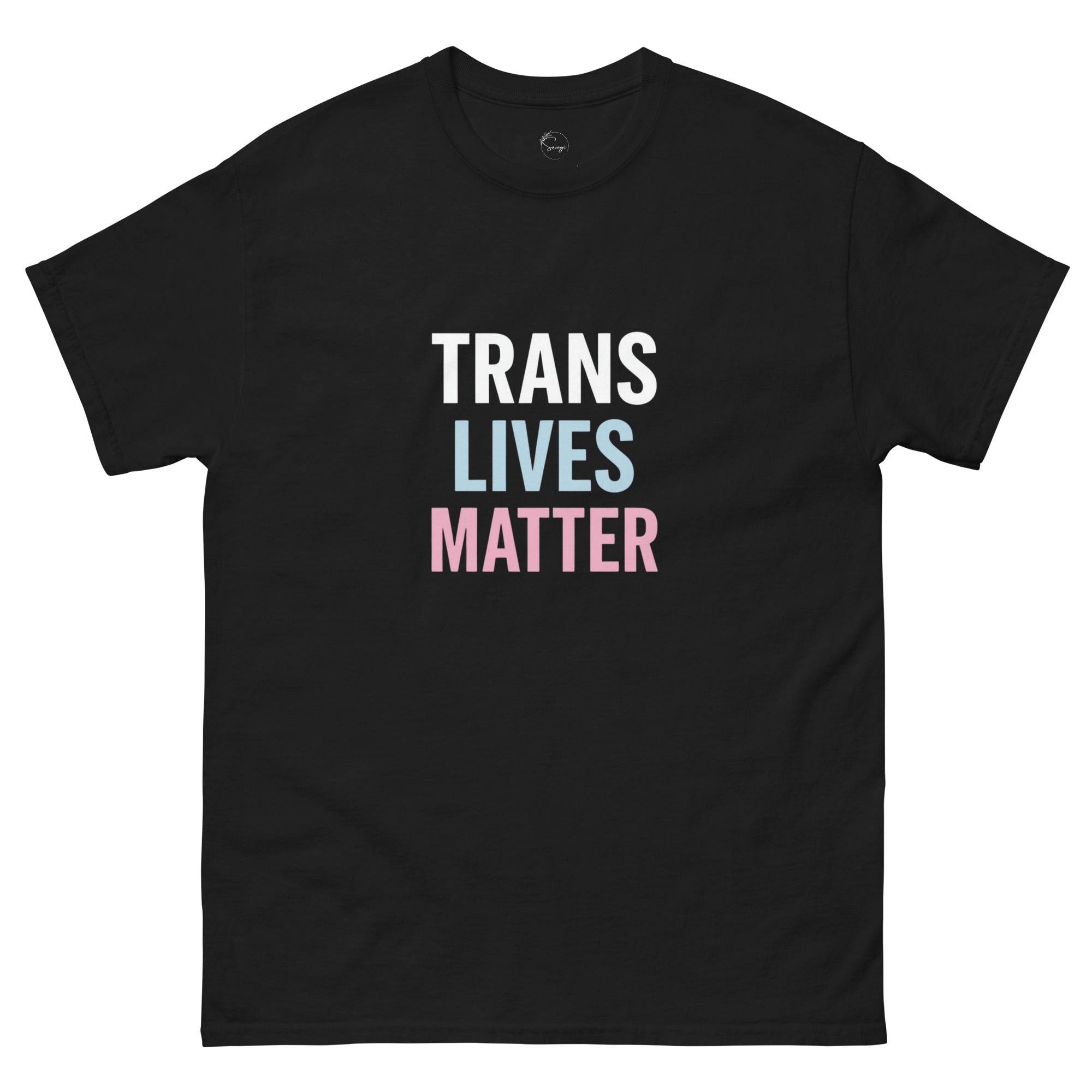 Inclusive pride t-shirt featuring Trans Lives Matter slogan