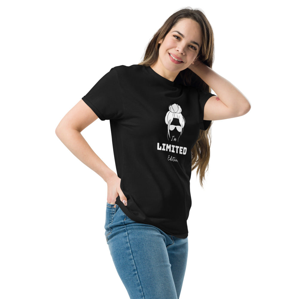 Front view of "I Am Limited Edition" bold print t-shirt