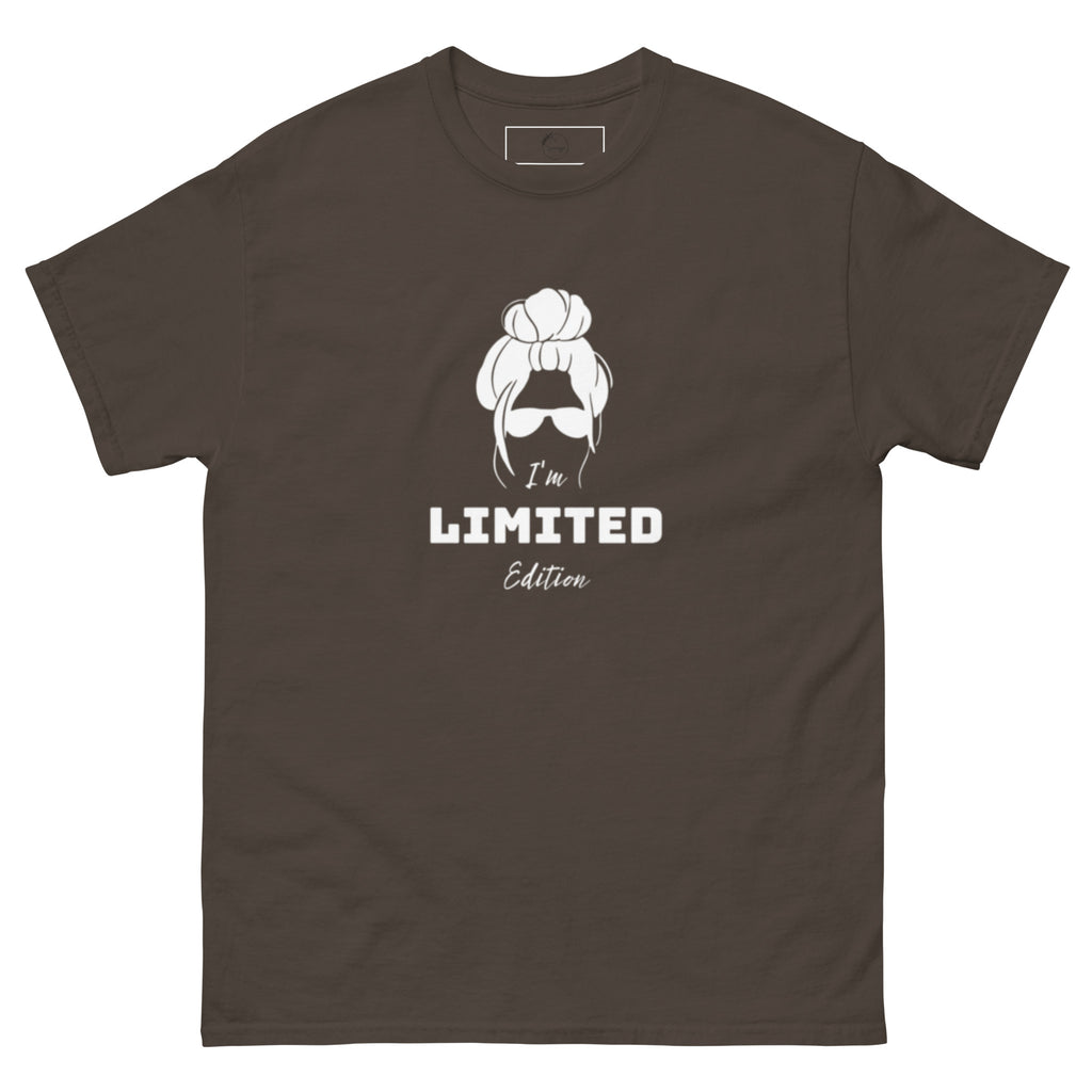Front view of "I Am Limited Edition" bold print t-shirt