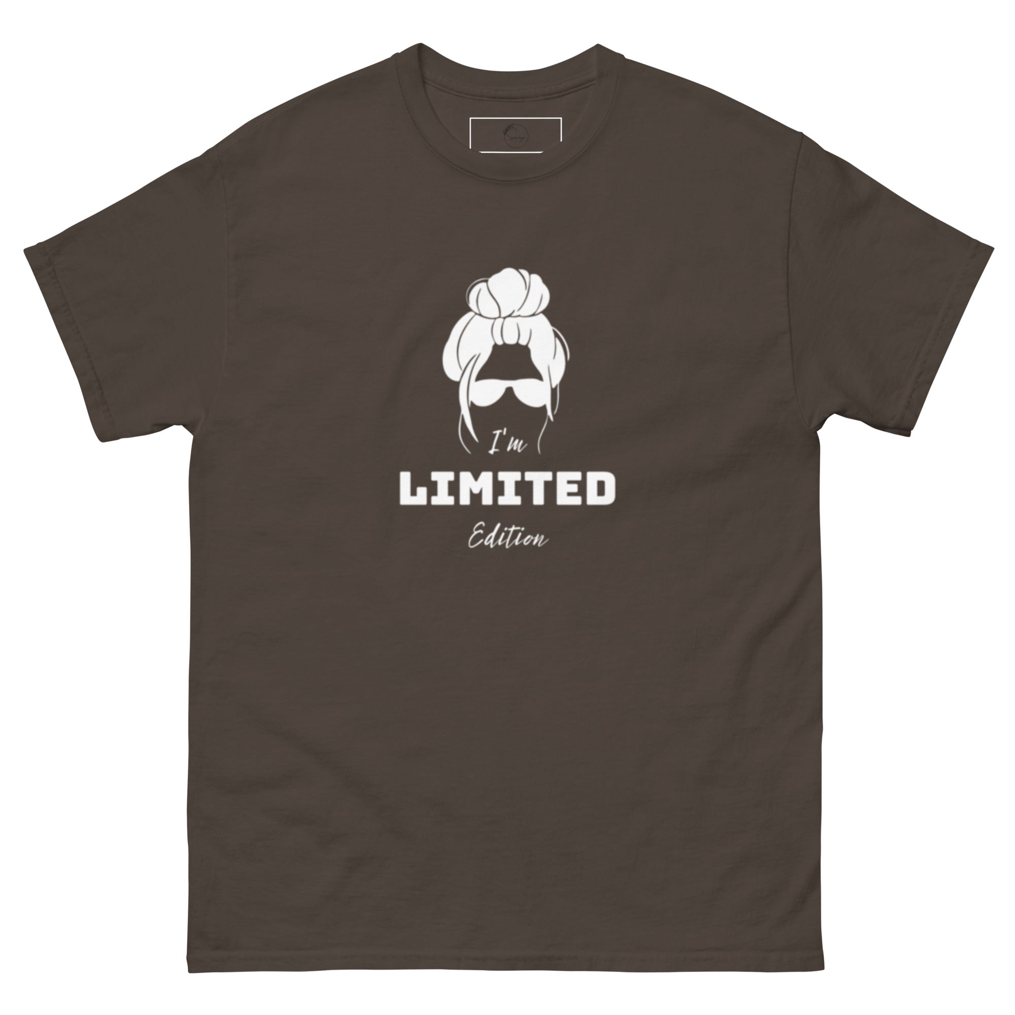 Front view of "I Am Limited Edition" bold print t-shirt
