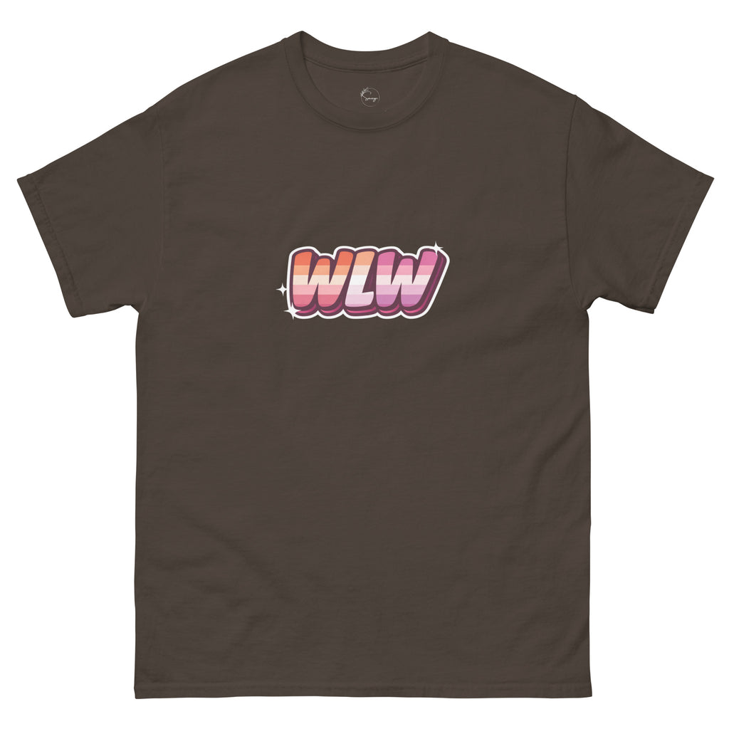 WLW slogan printed on a minimalist unisex t-shirt with simple bold typography