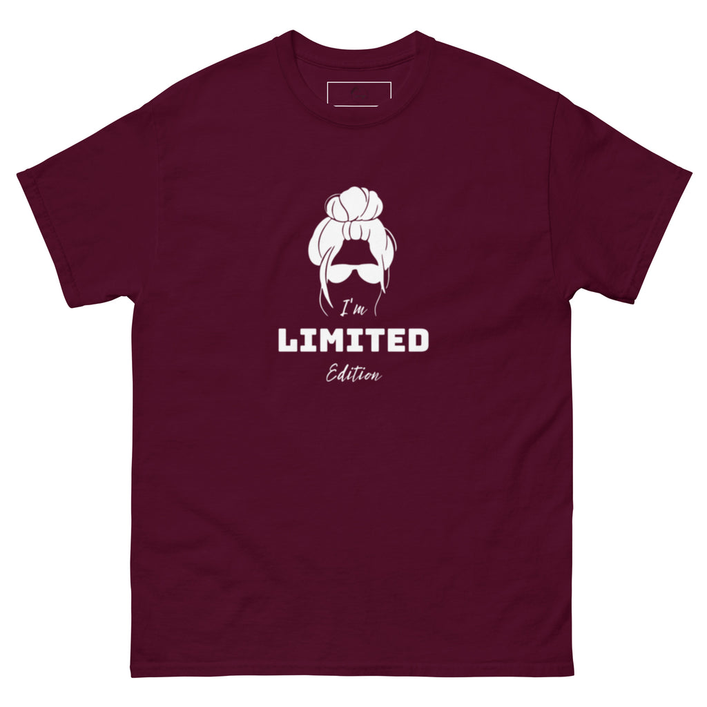 Front view of "I Am Limited Edition" bold print t-shirt