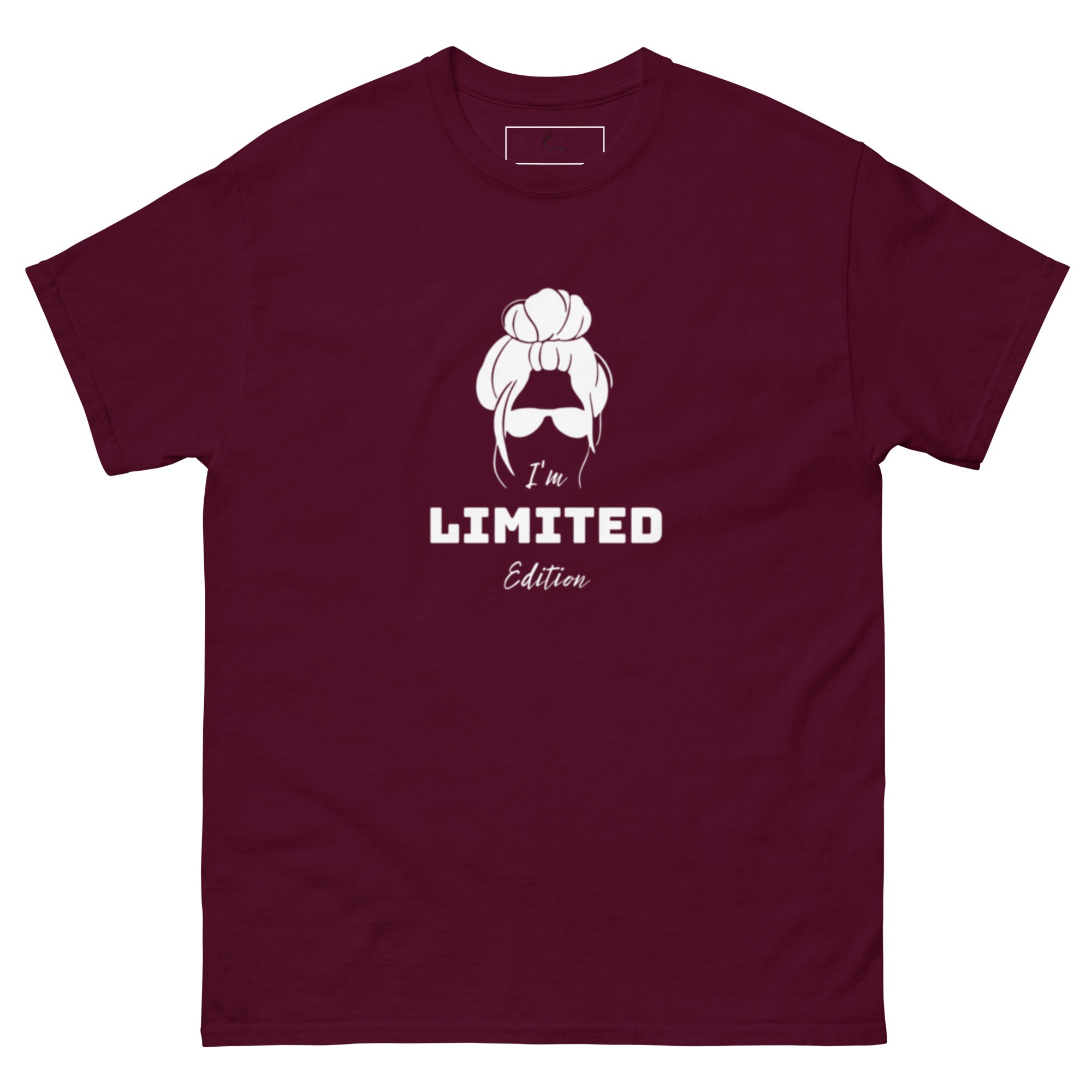 Front view of "I Am Limited Edition" bold print t-shirt