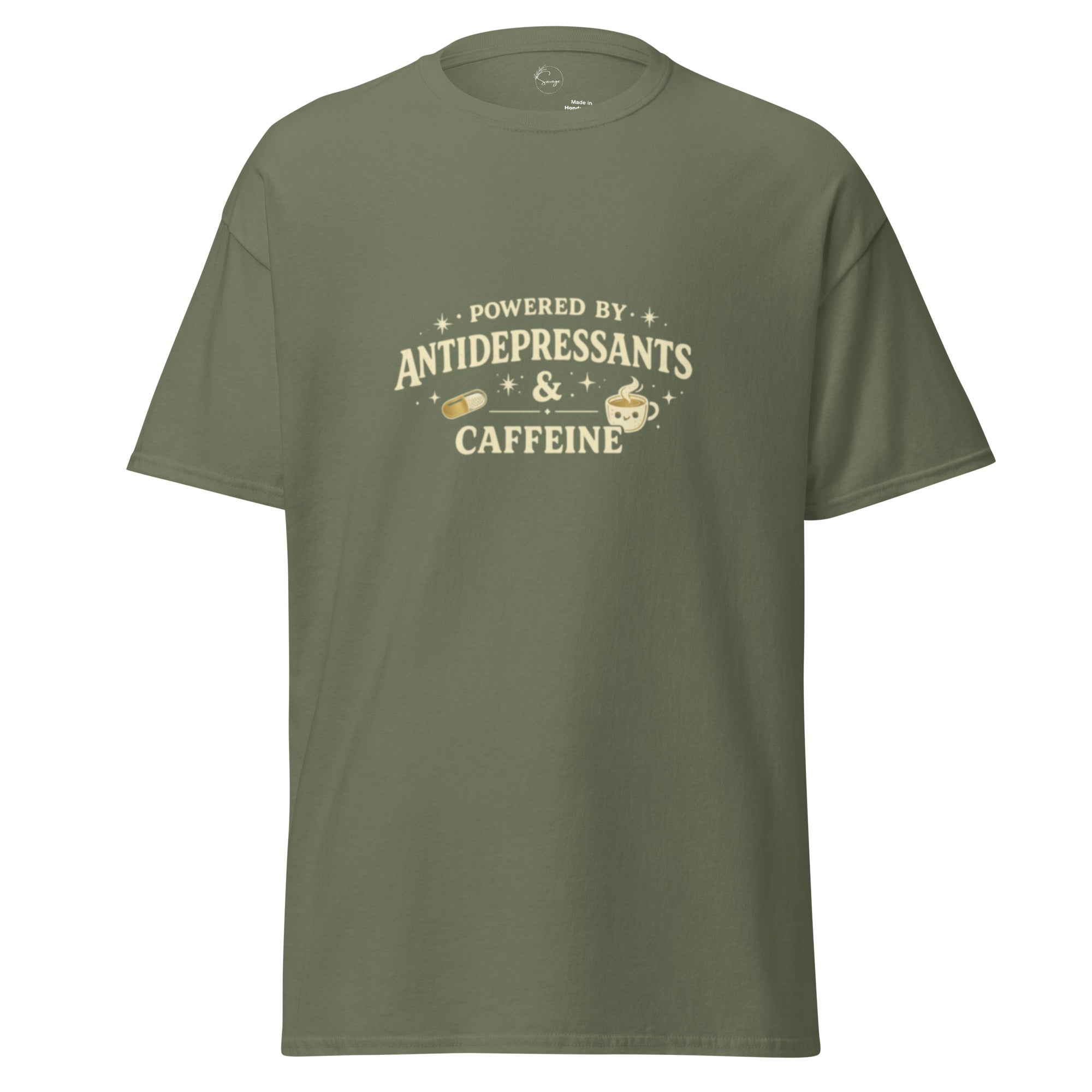 Gray t-shirt with 'Try Something New' text on a white background