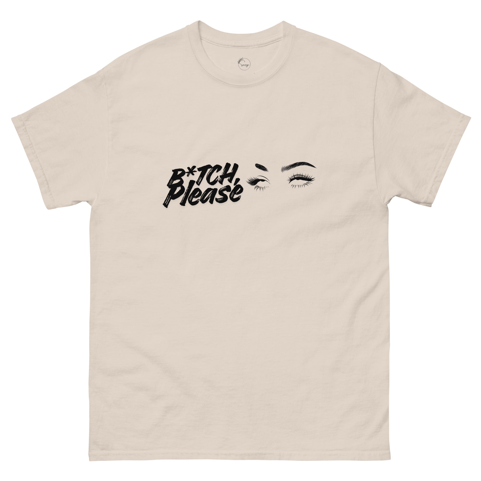 Close-up of B*tch, Please graphic t-shirt styled casually, expressive slogan fashion