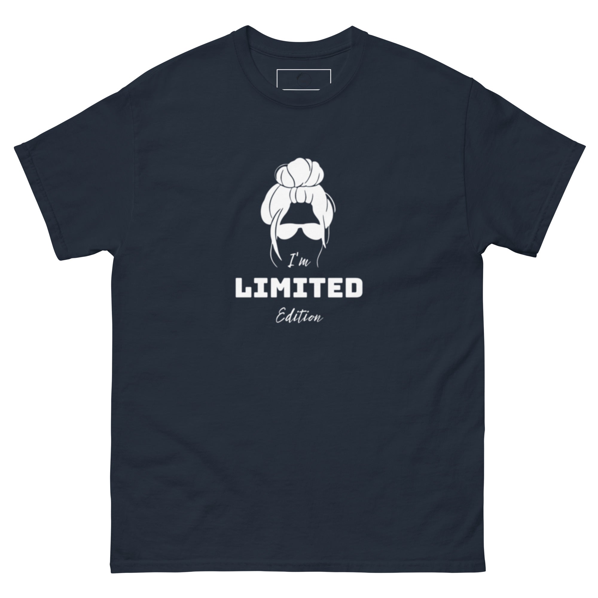 Front view of "I Am Limited Edition" bold print t-shirt