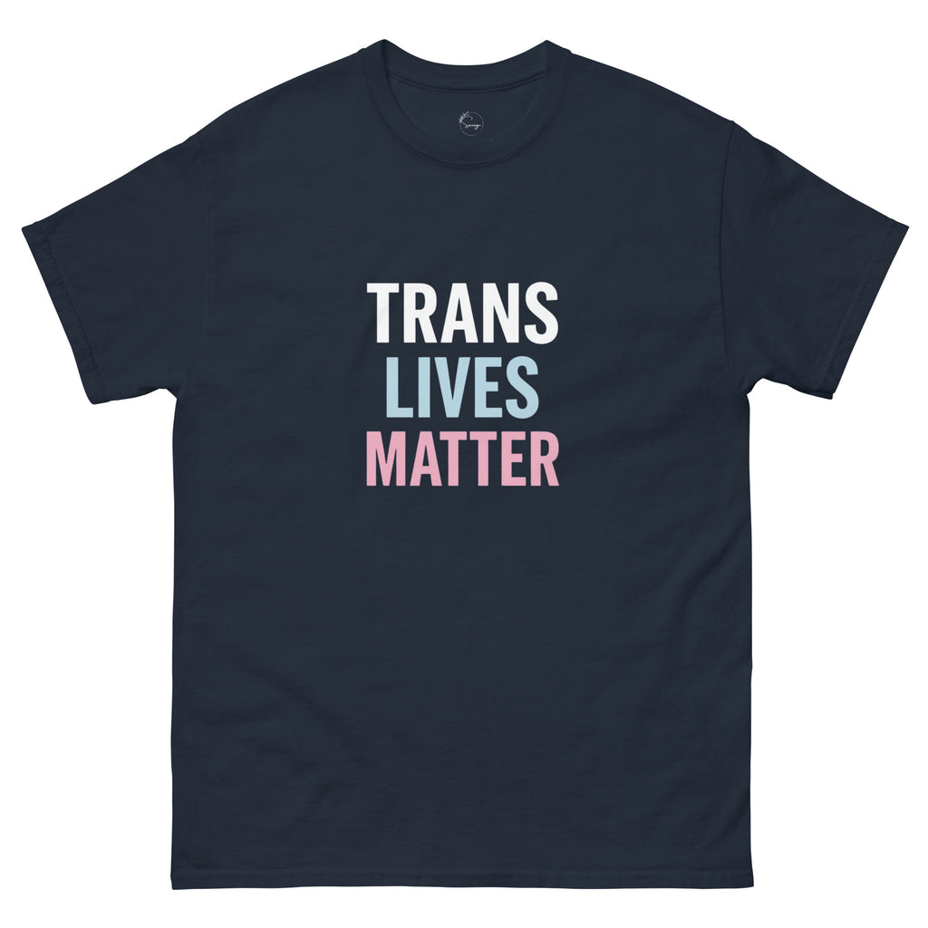 Inclusive pride t-shirt featuring Trans Lives Matter slogan