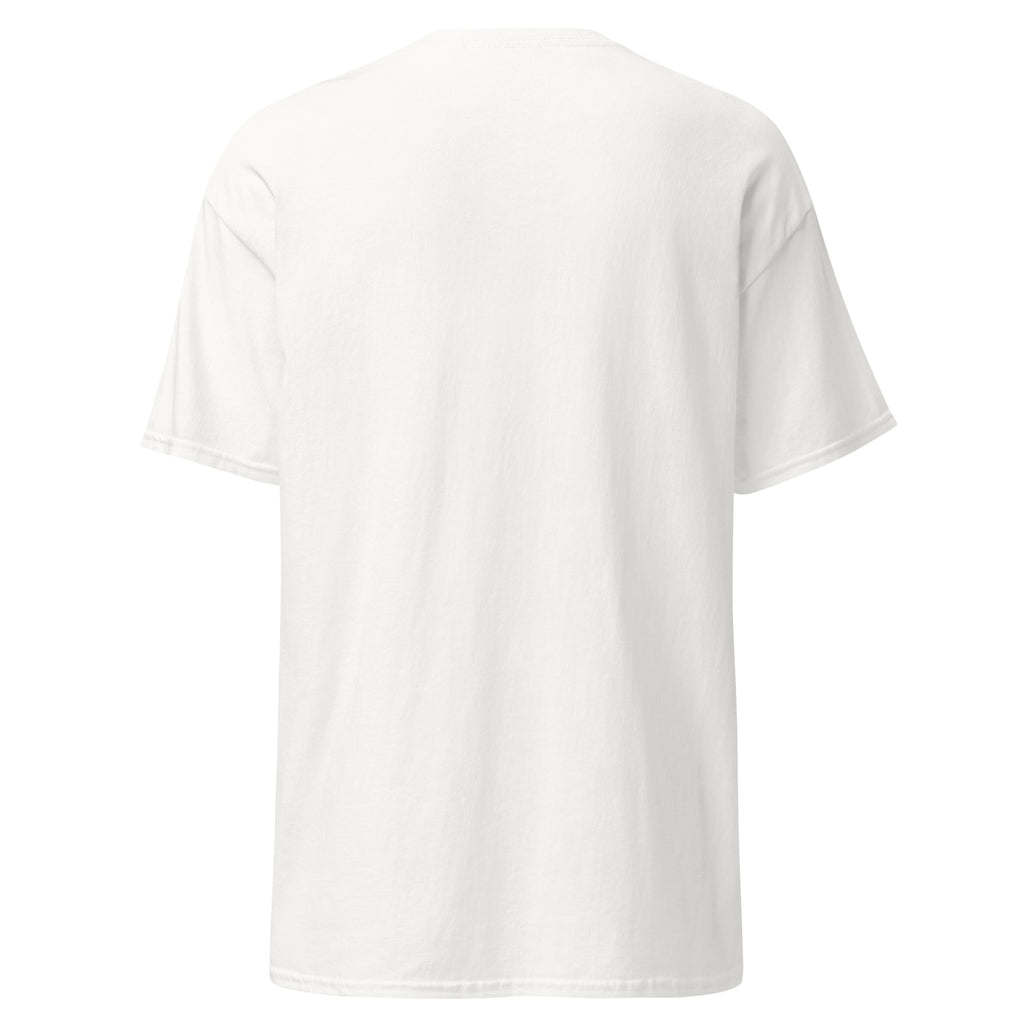 Plain white t-shirt on a light beige background