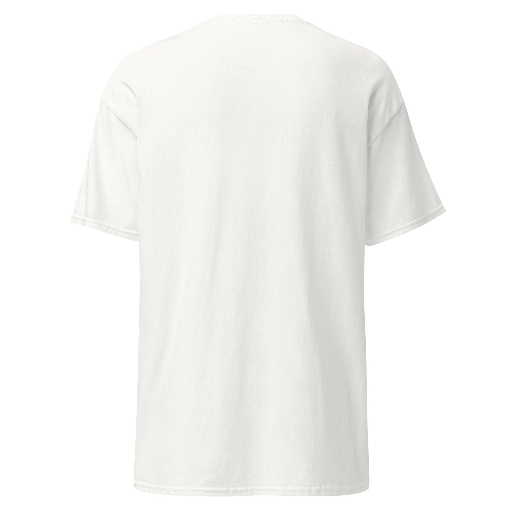 Plain white t-shirt on a light beige background