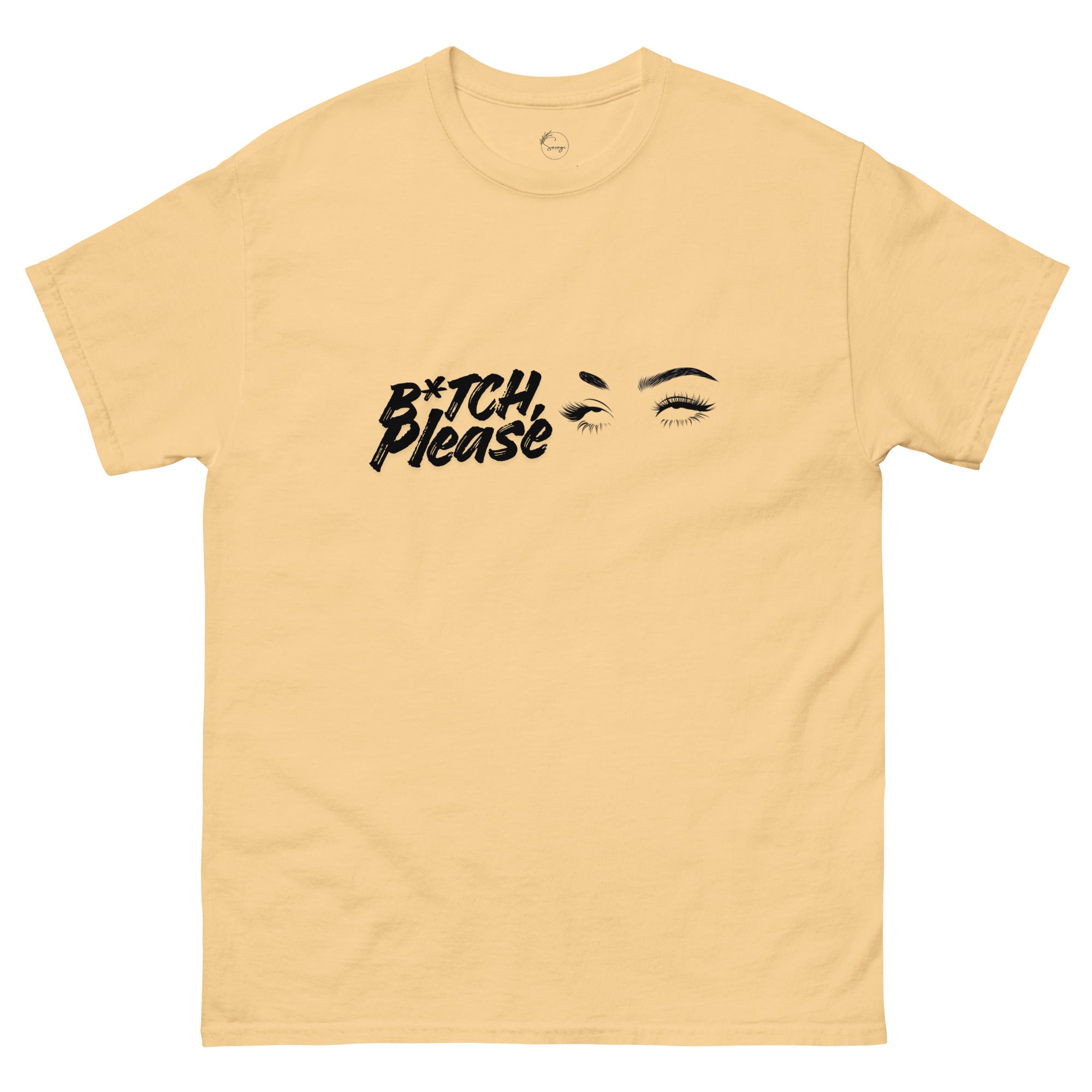 Close-up of B*tch, Please graphic t-shirt styled casually, expressive slogan fashion