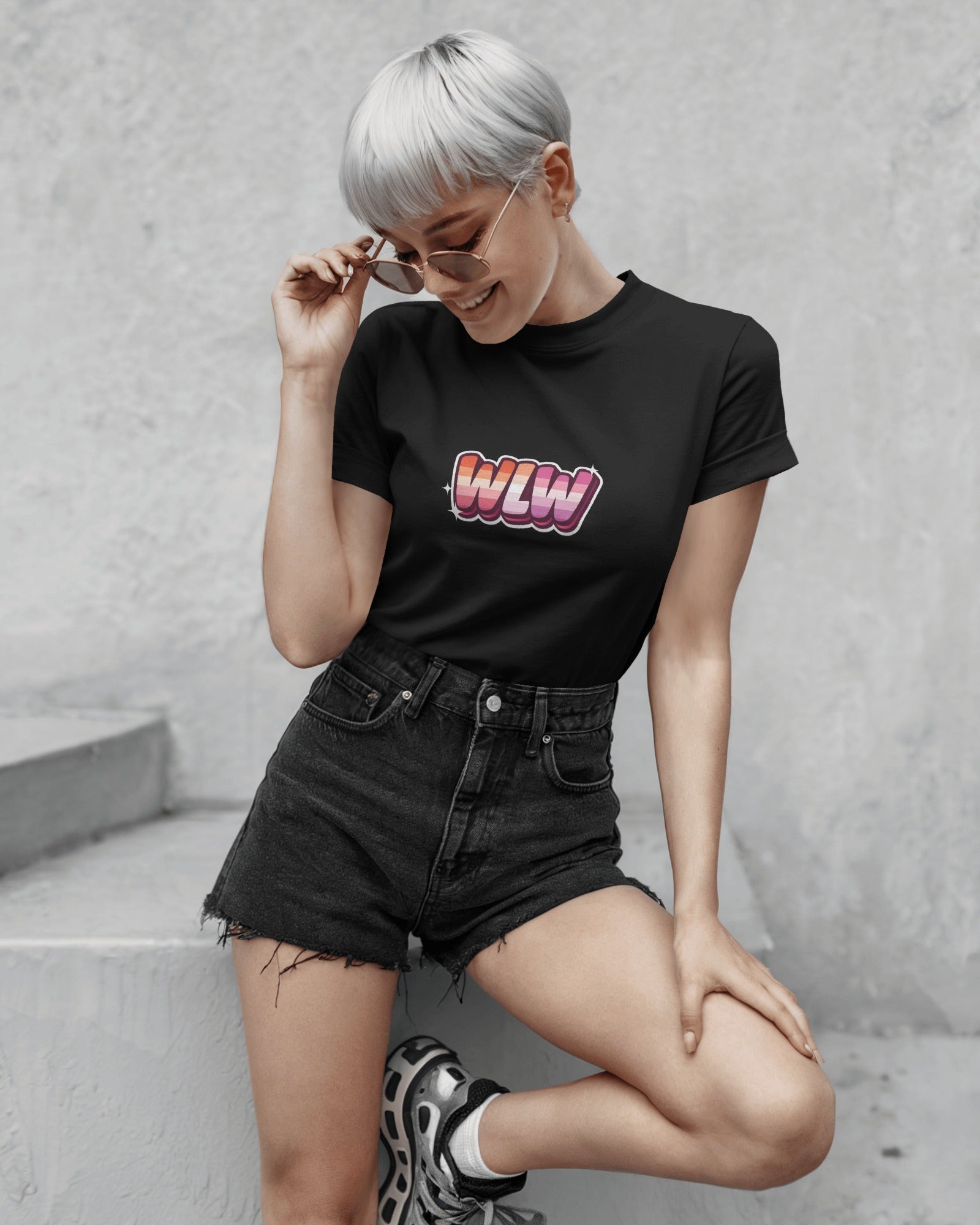 WLW slogan printed on a minimalist unisex t-shirt with simple bold typography