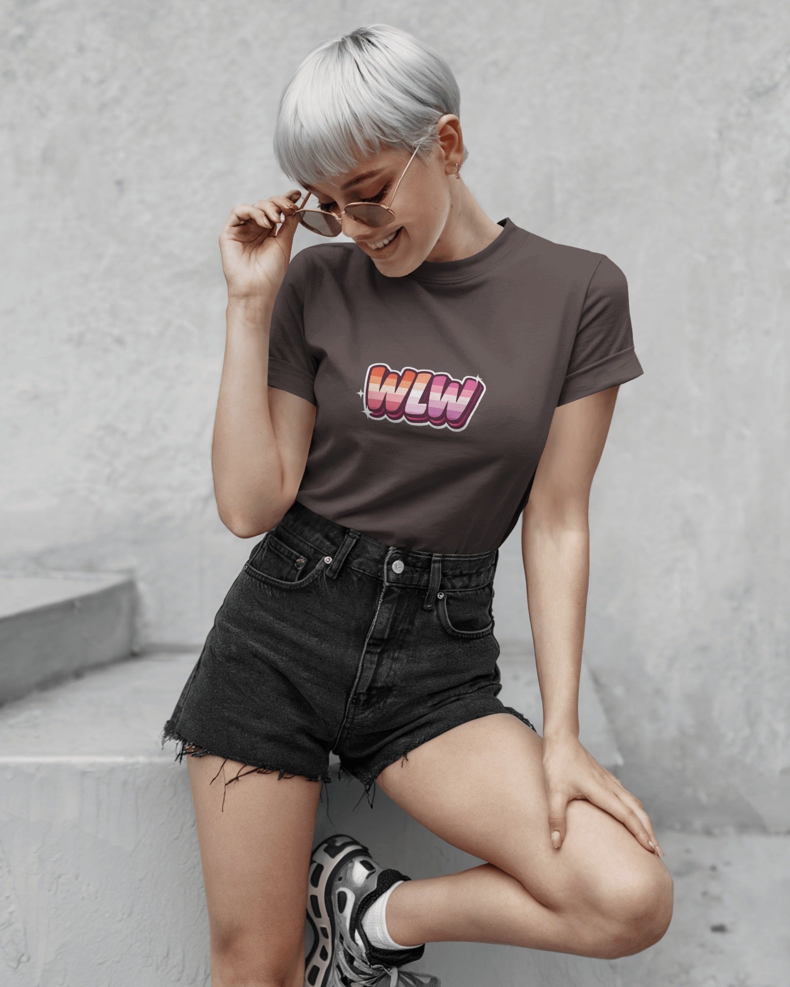 WLW slogan printed on a minimalist unisex t-shirt with simple bold typography