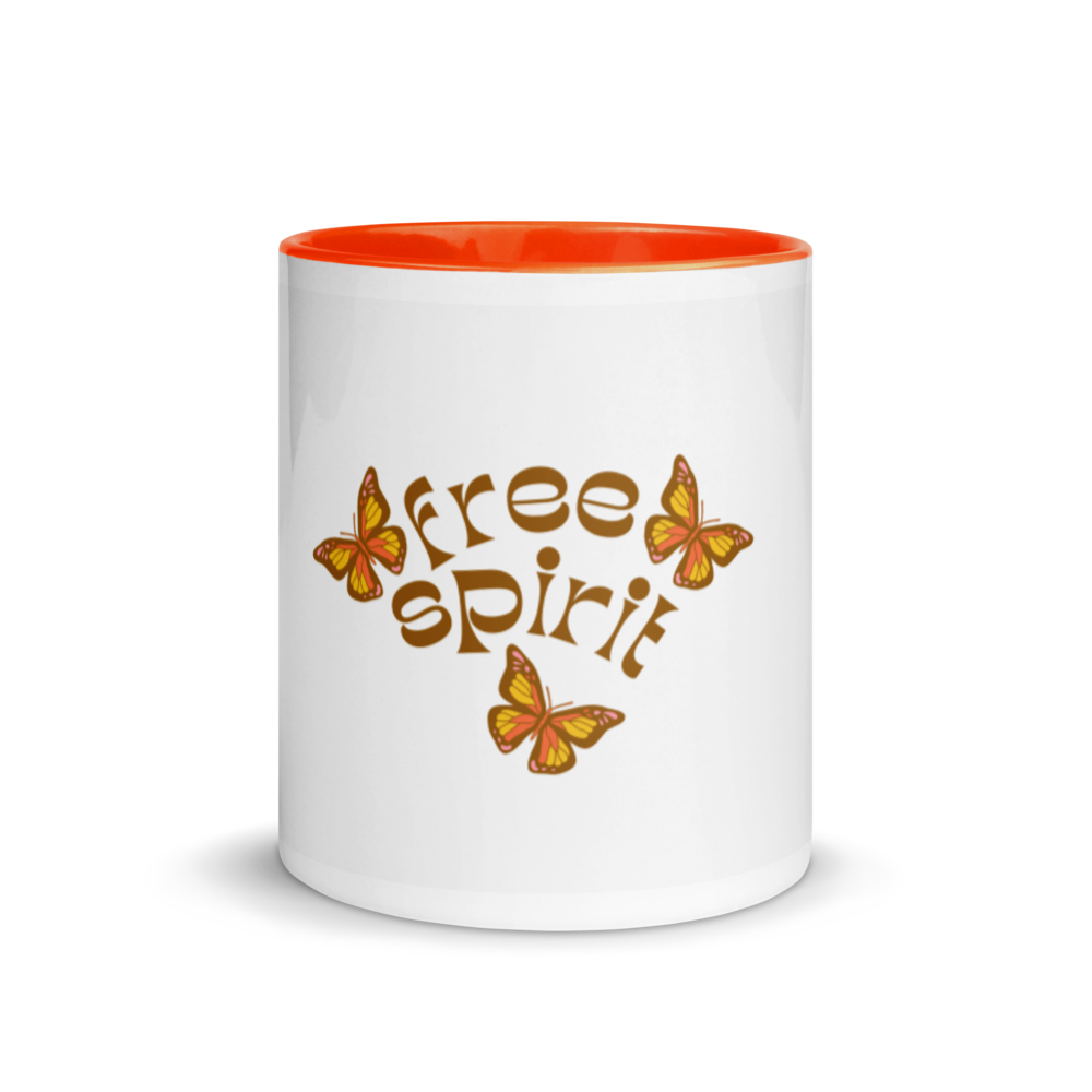 Free Spirit Mug colorful ceramic coffee mug with vibrant rim and handle