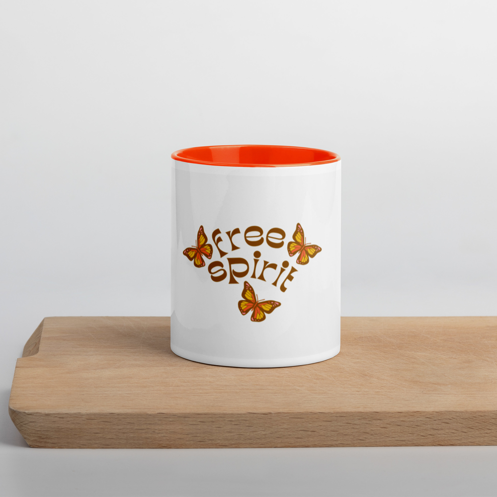 Free Spirit Mug colorful ceramic coffee mug with vibrant rim and handle