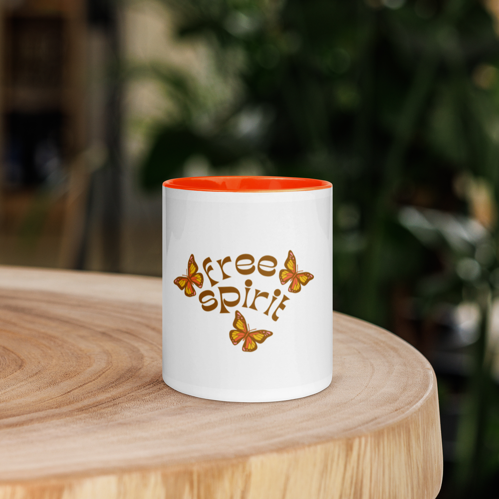 Free Spirit Mug colorful ceramic coffee mug with vibrant rim and handle