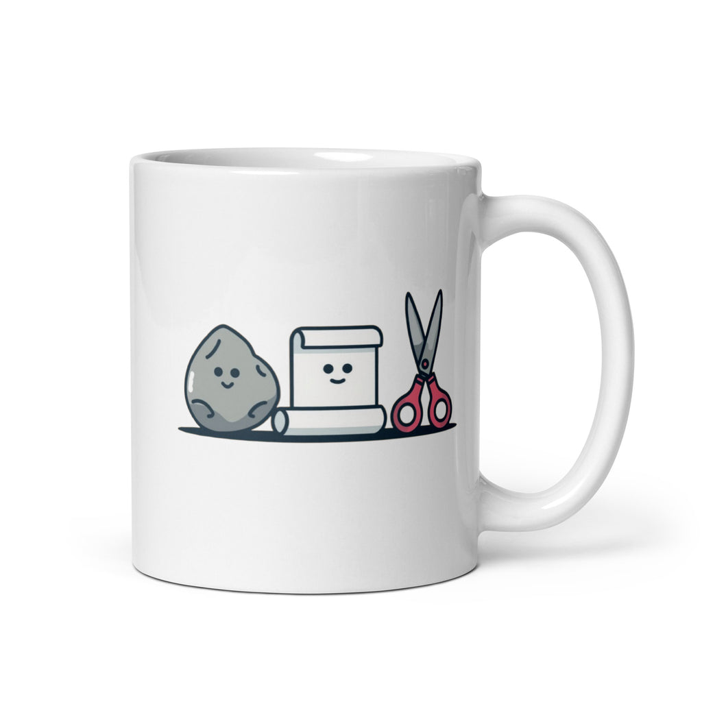 Funny rock paper scissors mug with subtle queer meaning