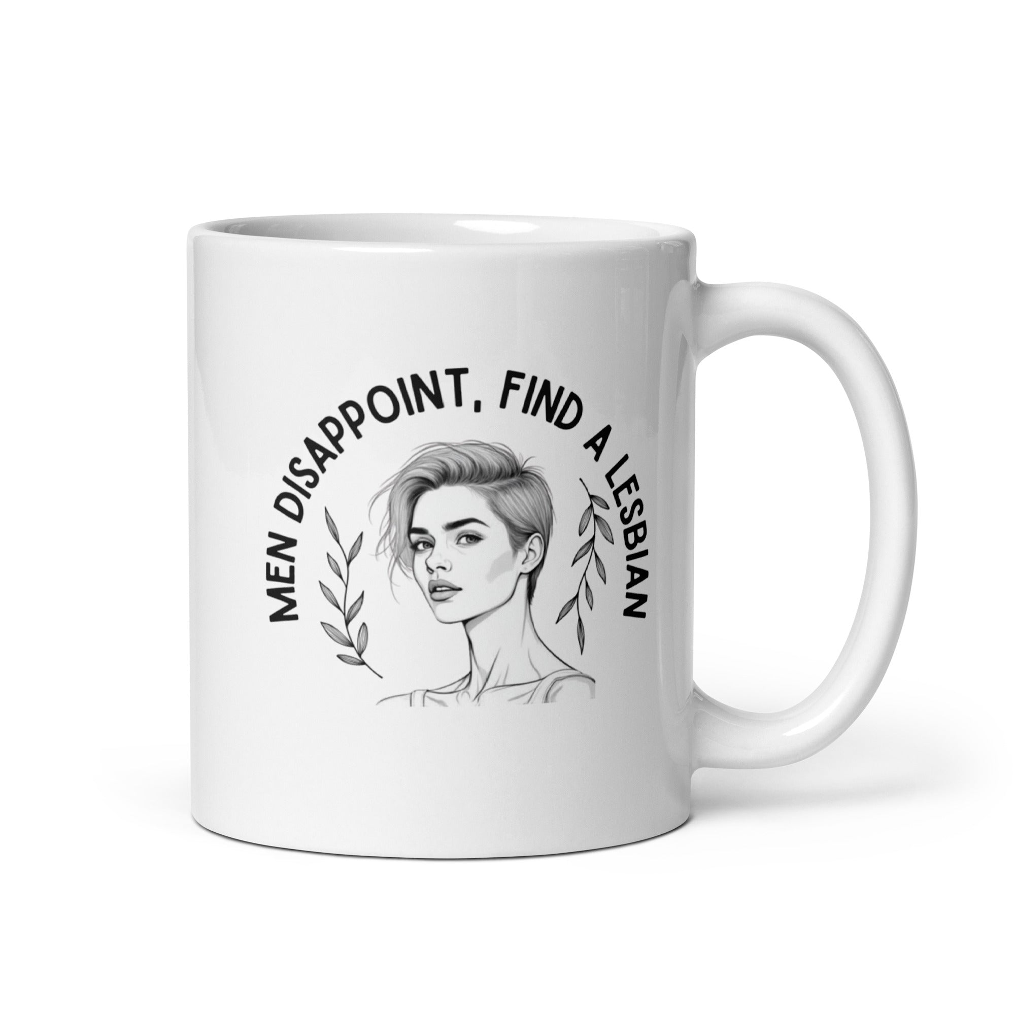 Men disappoint find a lesbian ceramic coffee mug with bold text design