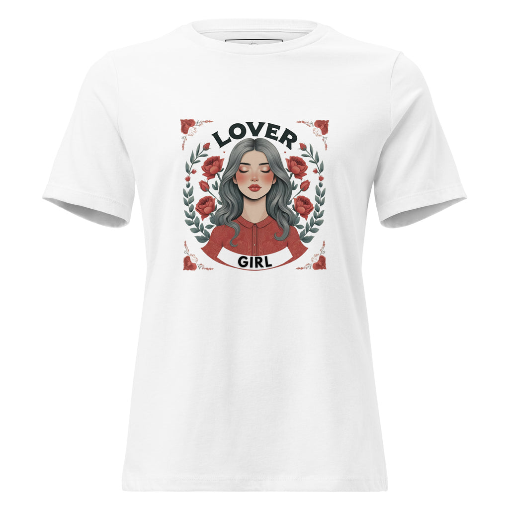 Queer relaxed t-shirt that reads 'lover girl'