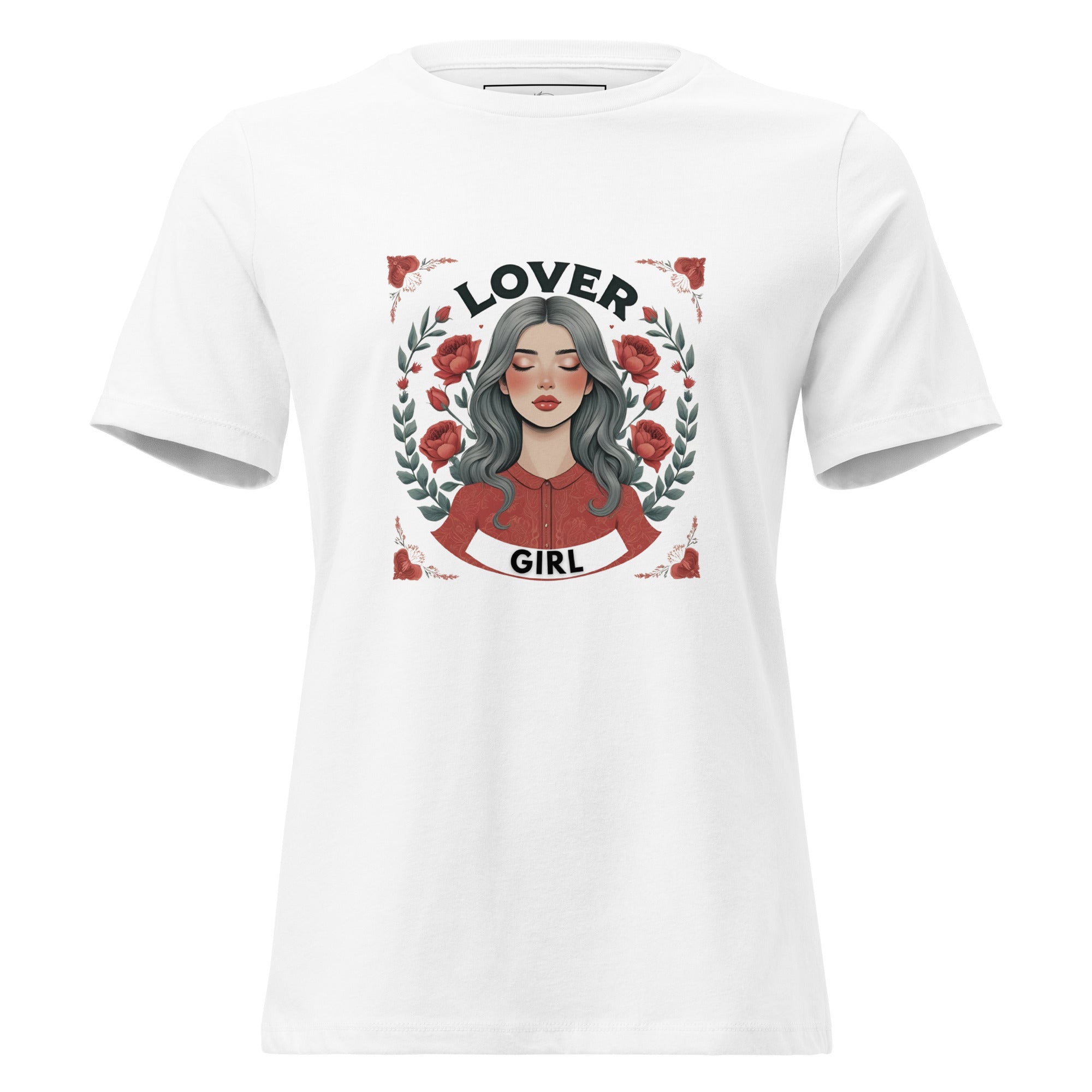 Queer relaxed t-shirt that reads 'lover girl'