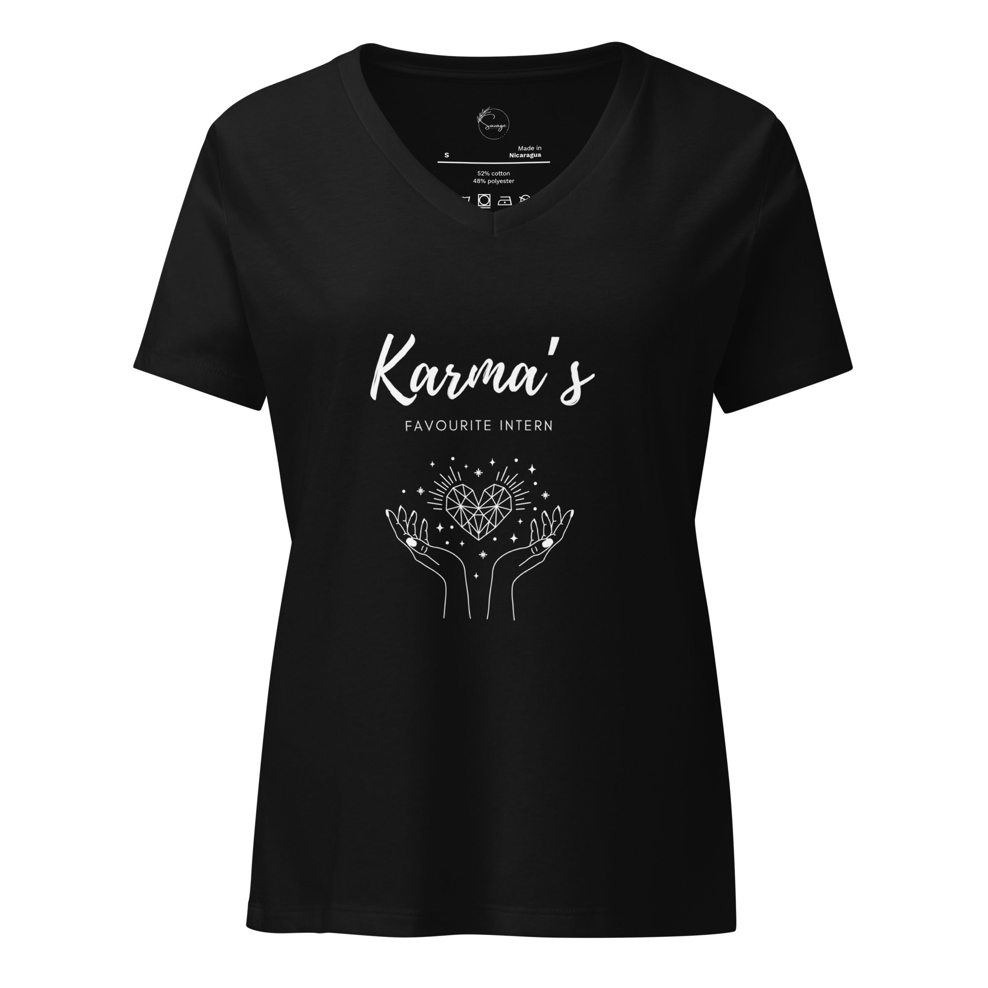 Oversized “Karma’s Favorite Intern” T-shirt in black – Savage Cotton streetwear
